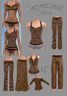 the top and pants are made up of leopard print