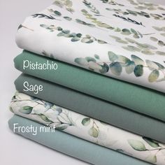 four sheets with different designs on them and the words pistachio sage frosty mint