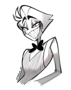 a drawing of an animated character wearing a bow tie