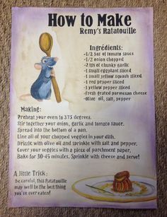 a sign with instructions on how to make a ratty mouse cake and other treats