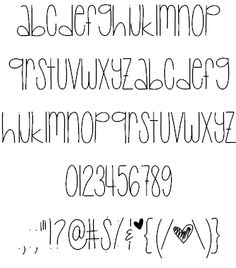 the font and numbers are all handwritten in black ink, with hearts on them