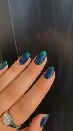 Mediterranean Inspired Nails, Dark Summer Nails, Blue Gel Nails, Blue Gel