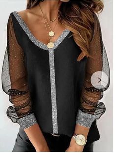 Blouse Size Chart, Mode Kimono, Mesh Long Sleeve Top, Blouse Material, Mesh Long Sleeve, Olivia Mark, Long Sleeve Lace, Plus Size Tops, Black Blouse