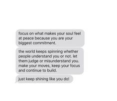 two texts that say, focus on what makes your soul feel at peace because you are your biggest comment