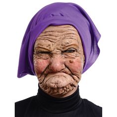 Transform into an off-putting granny with this Old Grandma Mask! This disturbing full-face latex mask features squinty eyes and apparent frown, and a purple fabric head scarf. Care Instructions: Hand wash cold water with mild soap. For best results hang or lay flat to dry. Old Lady Halloween Costume, Old Lady Halloween, Halloween Costume Party Ideas, Granny Costume, Grandma Costume, Costume Party Ideas, Old Lady Humor, Halloween Costume Mask, Horror Masks