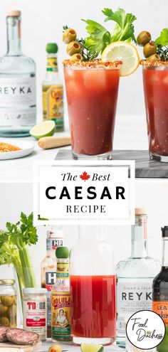 Canadian Drinks, Caesar Drink, Caesar Cocktail, Caesar Recipe, Cocktail Vodka, Hp Sauce, Cocktail Drinks Alcoholic, Boozy Drinks, Pickle Juice