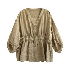 Details: Gender: Women Item Type: Blouse Material: Linen Pattern Type: Solid Season: Spring, Autumn Style: Leisure, Daily, Retro Occasion: Going Out, Daily Size: One Size Length: 70.00 - 93.00 cm/ 27.56 - 36.61 " Bust: 154.00 cm/ 60.63 " Sleeve: 61.00 cm/ 24.02 " Cuff: 32.00 cm/ 12.60 " Linen Pattern, Blouse Material, Autumn Style, Dark Khaki, Loose Blouse, Retro Stil, Suits You, Season Spring, Wedding Accessories