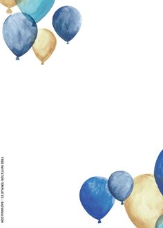 blue and gold balloons floating in the air