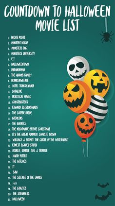 halloween movies list with pumpkins and jack - o'- lanterns