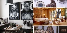 a collage of pictures with zebras and other things in it's interior