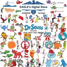 Doctor Suess, Dr Seuss Movies, Dr Seuss Illustration, Dr Seuss Characters, Stickers Digital, File Types, Dr Seuss, Jpg File, Etsy Account