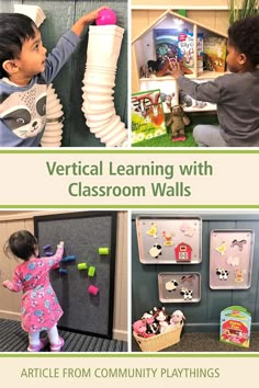 “Rather than thinking about classroom walls solely as a place to post “stuff”, start viewing walls as places for children to actively interact and engage. Begin using the classroom walls as a powerful learning tool and capture their power by creating vertical learning environments that offer children places to play, collaborate, manipulate, and learn.” This article by Sandra Duncan outlines creative ways to make the most of the wall space in your classroom. Infant Sensory Wall Ideas, Daycare Interactive Wall, Sensory Wall Activities, Sensory Wall For Preschool, Vertical Learning Wall, Interactive Playroom Wall Ideas, Interactive Sensory Wall, Playroom Learning Wall