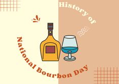 a bottle of liquor next to a glass filled with blue liquid and the words national bourbon day