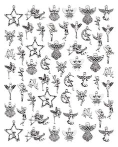 PRICES MAY VARY. Adequate Quantity: You will receive 60 pieces of antique silver fairy charms in 15 styles, each style 4 pcs. Sufficient quantity for your long-term use, and can cater to your various decorative needs, you can also share them with your friends. Reliable Material: These angel charms are made of high-quality alloy, smooth surface and fine workmanship, durable and sturdy, reliable to use, not easy to fade, break or deform, can be applied for a long time. The exquisite workmanship wi Angel Charms, Silver Fairy, Fairy Charms, Silver Wings, Mini Charm, Jewelry Making Charms, Key Pendant, Theme Design, Pendant Bracelet