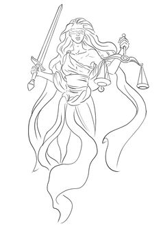 Greek Goddess Line Art, Lady Of Justice Drawing, Justice Lady Tattoo, Lady Justice Drawing, Lady Justice Tattoo Design, Libra Drawing, Lady Of Justice, Dr Tattoo