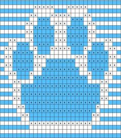 a blue and white cross - stitch pattern with the shape of a flower on it