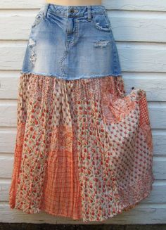 a woman's skirt made from an old pair of jeans