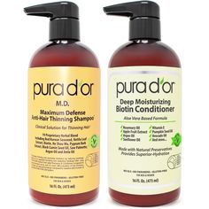 PURA D'OR M.D. Anti Hair-Thinning Shampoo and Conditioner Set – Pura d'or Hair Thickening Shampoo, Hair Regrowth Shampoo, Shampoo Natural, Biotin Hair, Biotin Shampoo, Shampoo For Thinning Hair, Shampoo And Conditioner Set, Organic Shampoo, Earthy Scent