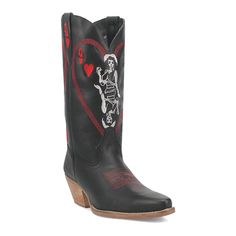 Make a fashion statement with these women's Dingo Queen A Hearts leather western boots. Click this FOOTWEAR GUIDE to find the perfect fit and more! Make a fashion statement with these women's Dingo Queen A Hearts leather western boots. Click this FOOTWEAR GUIDE to find the perfect fit and more! FEATURES Queen of hearts design Knee high style Cushion comfort insole Pull-on for easy on and offDETAILS Leather upper, lining and midsole Rubber outsole Almond toe Pull-on 2-in. heel 16-in. shaft 15-in. Flame Cowboy Boots, Western Store, Hearts Design, Leather Western Boots, Fall 24, Shoe Inspo, Queen Of Hearts, Cute Casual Outfits, Western Boots