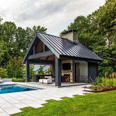 a house with a pool in the yard