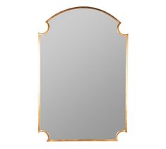 a gold framed mirror on a white background with clippings to the left side