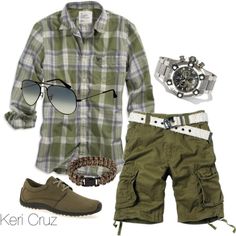 A fashion look from June 2014 featuring Murati shorts and Ray-Ban sunglasses. Browse and shop related looks. Suits Style, Green Clean, Jungle Green, Ipad App, Soft Autumn, Soft Summer