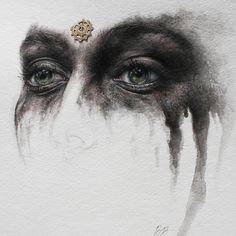 an artistic painting of eyes with tears on them