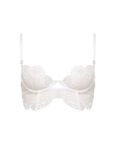 We understand that beauty lies in the details, and the Marisa bra is the perfect example of that. Exquisite floral embroidery adorns this vintage-inspired style, adding a touch of allure and intrigue. Every stitch is meticulously crafted, creating a mesmerising pattern that elevates the bra to a work of art. Whether you're wearing it under a special outfit or simply indulging in a moment of self-admiration, the Marisa bra will make you feel unstoppable. Fitted Balconette Bra With Lace Trim, Delicate Fitted Lace Bra, Delicate Lace Fitted Bra, Fitted Lace Bra In Coquette Style, Elegant Underbust Bodice With Removable Bra Pads, Wedding Bra With Padded Underwire Cups, Fitted Lace Coquette Bra, Wedding Underbust Fitted Bra, Coquette Fitted Lace Bra