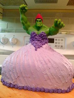 there is a cake made to look like the incredible hulk