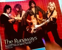 the runaways are posing in front of a tiled wall