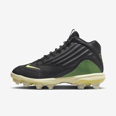 the nike air vapor golf shoe in black and volt with yellow accents on the sole