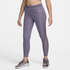 Don't be afraid to turn up the heat on your workout—these leggings are made with moisture-wicking tech and open-hole mesh panels to help keep things breezy. Smooth, stretchy fabric helps you stay comfortable through every squat and lunge. Legging Nike, Mesh Panel Leggings, Squats And Lunges, Nike Pro Women, Nike Leggings, Don't Be Afraid, Women Lifestyle, Turn Up, Nike Pros