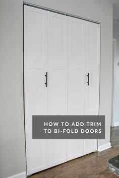 how to add trim to bi - fold doors in an empty room with text overlay