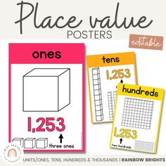 three posters with numbers and shapes to help students learn how to use the same number