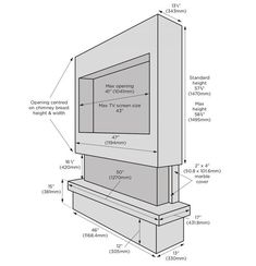 the diagram shows how to build a tv stand with built - in shelves and drawers