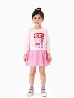 Adorable Peppa Pig dress with sparkly sweatshirt design
* Sweatshirt material with sequin dress design
* Peppa Pig characters printed on the front
* Cotton blend fabric that is soft and comfortable
* Suitable for daily wear
* Crew neck and short sleeves
* Dress style with regular fit and mini length Peppa Pig Characters, Peppa Pig Dress, Pig Dress, Pig Character, Short Sleeves Dress, Design Sweatshirt, Sleeves Dress, Peppa Pig, Toddler Dress