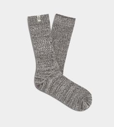 Just slouchy enough, these ultra-soft knit socks are a favorite. Wear around the house, or peeking out from an ankle boot. | 99% Polyester, 1% Spandex | UGG Women's Rib Knit Slouchy Crew Sock Polyester Socks in Grey Comfortable Knitted Gray Socks, Warm Knit Comfortable Socks, Comfortable Warm Knit Socks, Comfortable Soft Knit Socks For Fall, Comfortable Knit Winter Socks, Comfortable Knit Socks For Winter, Casual Warm Knit Socks, Soft Knit Snug Socks For Fall, Casual Gray Knitted Socks