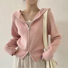 YesStyle rewards code: OLIVIASOJO | afilliate code, links | Hooded Plain Zip-Up Cardigan The Cardigans, Zippered Cardigan, Zip Cardigan, Hooded Cardigan, Women Sleeve, Knit Hoodie, Cardigan Fashion, Loose Sweater, Knitted Cardigan