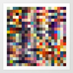 an art print with many different colored squares