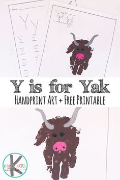 the y is for yak handprint art and free printable worksheet