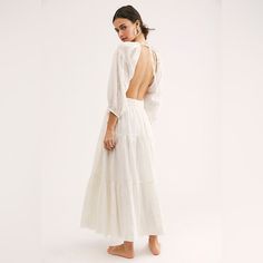 Nwot Free People Ibiza Maxis Dress. Is A Beautiful Off White Color. Would Be Gorgeous For Engagement Photos, Bridal Shower Or Just A Summer Vacay. Never Worn, Only Tried On And Has Been Sitting Ever Since. Needs A Good Home!! Super Stretchy Linen Like Material! White Backless Daywear Dress, White Bohemian Backless Maxi Dress, White Backless Bohemian Maxi Dress, White Midi Length Beachwear Dress, Bohemian Backless Midi Dress For Day Out, White Backless Maxi Dress For Beach, White Backless Dress For Beach Cover-up, Breezy White Midi Dress Beach Cover-up, White Breezy Midi Dress For Beach