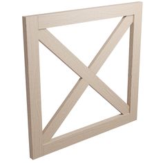 a wooden frame with two intersecting sections on the front and back sides, in light wood