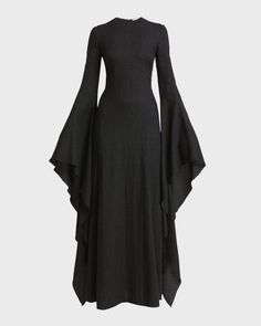 Pointed Sleeves, Long Black Gown, Linen Gown, Women Dresses Classy, Gabriela Hearst, Silk Linen