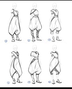 how to draw an anime character with different poses and body shapes, from the side view