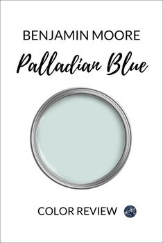 the benjamin moore palladia blue color is shown in front of a white background