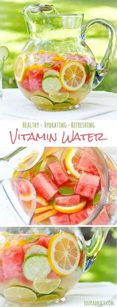 refreshing, nourishing vitamin water with lemons and watermelon in it