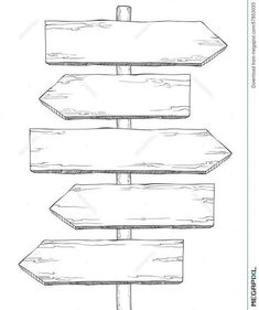 wooden signpost with arrows pointing in different directions, hand drawn illustration on white paper