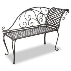 a wrought iron bench on an isolated white background