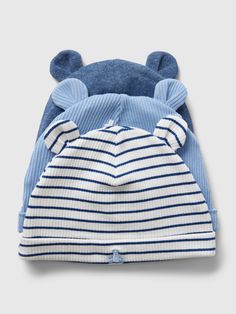 Soft cotton knit beanie.  Bear ear appliques at top.  Assorted prints and colors.  For more fit and sizing info, check out our Size Guide. Ear Outfit, Beanie Bears, Welcome Home Baby, Newborn Baby Clothes, Adorable Newborn, Bear Ears, Gender Equality, Support People, Baby Outfits Newborn