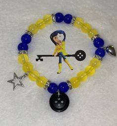 Coraline Bracelet, Coraline Clay, Bracelet Ideas Beads, Coraline Button, Pulseras Kandi, Coraline And Wybie, Bracelet Y2k